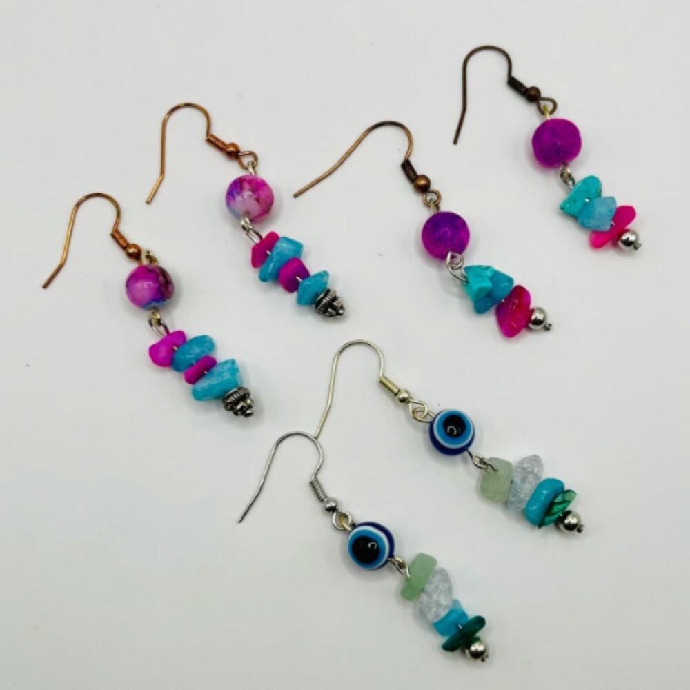 Set 12: 3pc Handmade Earring Set - #12 Boho Protection Crystal Trio